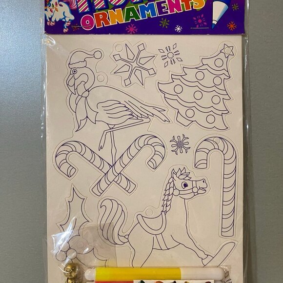 Vintage Lisa Frank Make Your Own Holiday Ornaments Set Flamingo Cat Bear - Picture 3 of 5